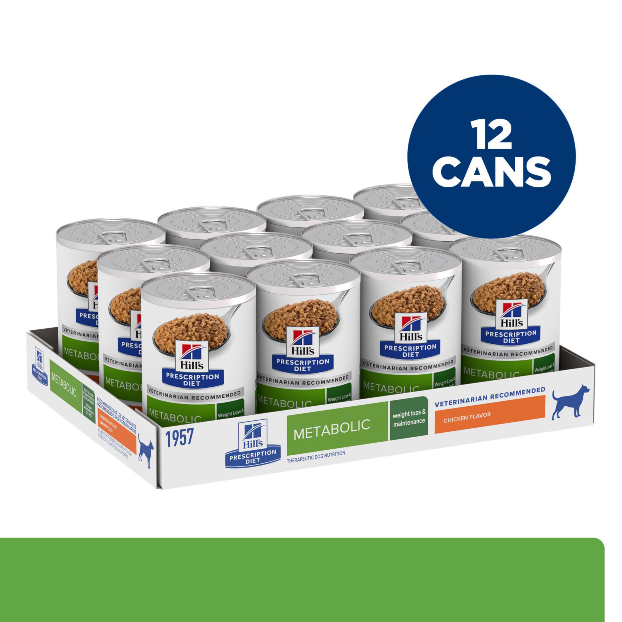 Hills Prescription Diet Metabolic Weight Management Chicken Flavor Wet Dog Food, Veterinary Diet, 13 Oz (Pack of 12)