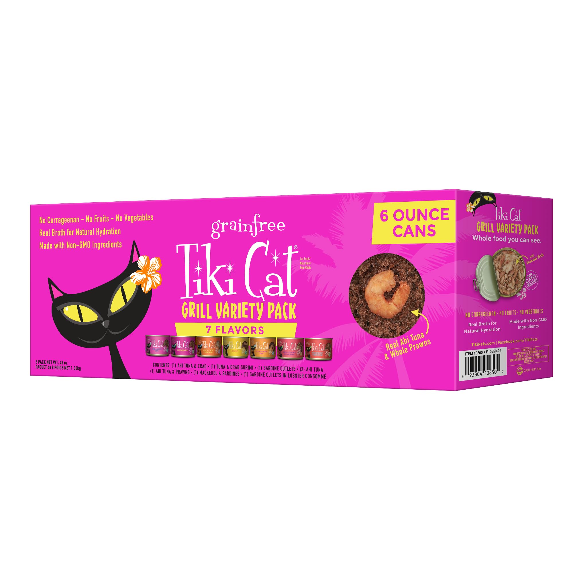 Tiki Cat Grill, Tuna & Crab Surimi, High-Protein and 100% Non-GMO Ingredients, Wet Whole Foods Cat Food for All Life Stages, 6 o