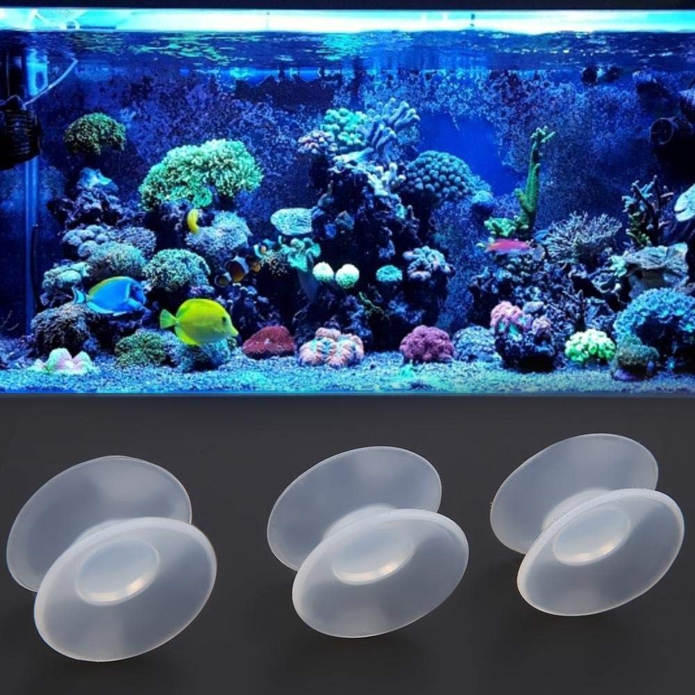 GLOGLOW 10Pcs Double Sided Suction Cups, 0.8 Inch Transparent Silicone Aquarium Suction Cups Glass Table Top Bumpers Spacers for