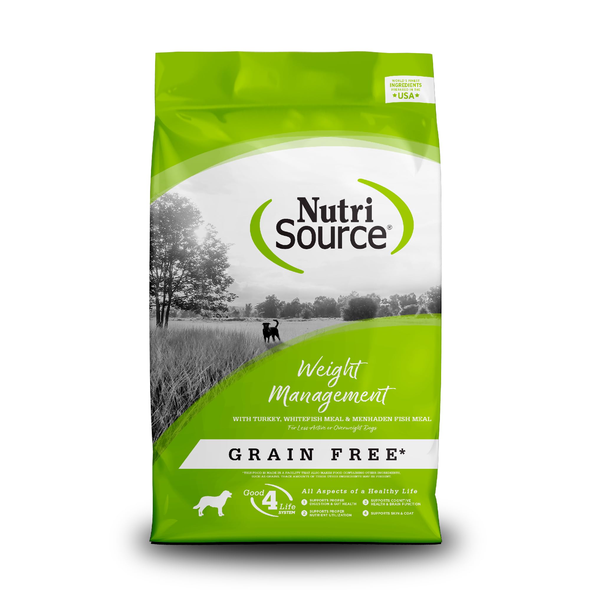 NutriSource Grain Free Dry Dog Food for Weight Management, Turkey, Whitefish Meal and Menhaden Fish Meal, 12LB