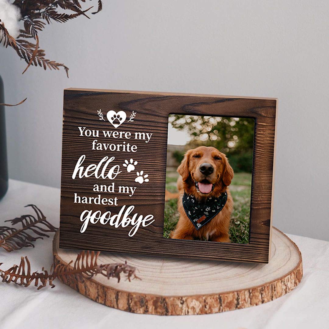 MayAvenue Pet Dog Memorial Wooden Picture Frame - You were My Favorite Hello and My Hardest Goodbye Pet Photo Frame for Dog owne