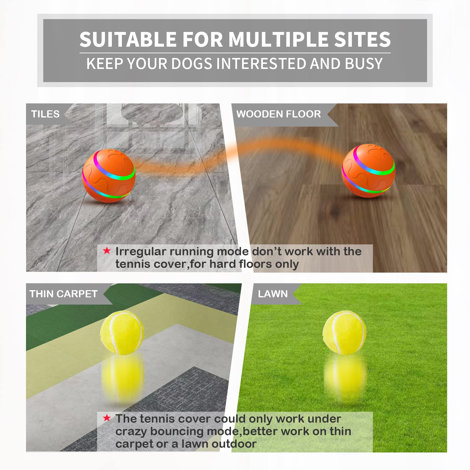 PetDroid Interactive Dog Ball Toys,Durable Motion Activated Automatic Rolling Ball Toys for Puppy/Small/Medium Dogs,USB Recharge