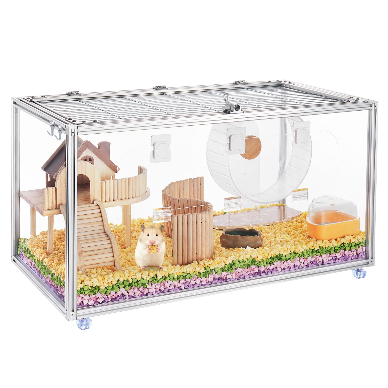 BESNEW Chewproof T Slot 2020 Aluminum Profile Hamster Cage,Large Hamster Cages,Top & Front Openable,Standard Aluminum Profiles f