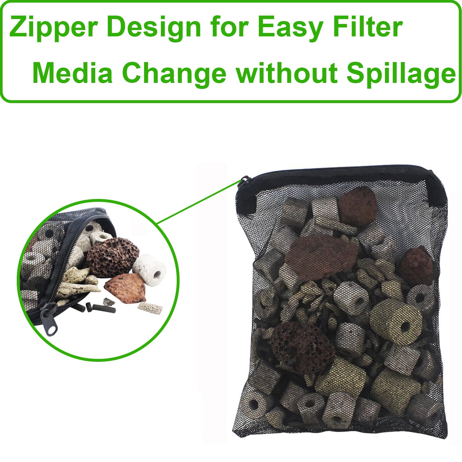 Cover Geny 10 Pieces 5.9' X 7.8' Aquarium Filter Media Bags Large,Fish Tank Media Mesh Filter Bags With Zipper,Mesh Reusable B