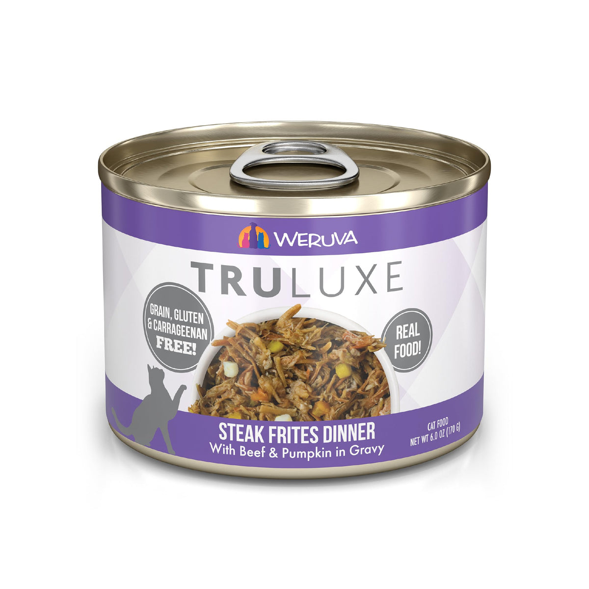 Weruva Truluxe Cat Food, Steak Frites Dinner With Beef & Pumpkin In Gravy, 6Oz Can (Pack Of 24)