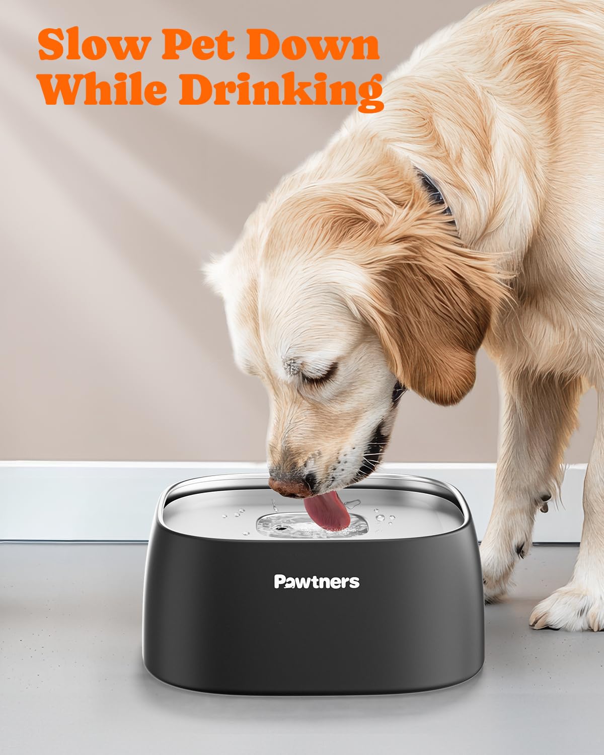 Dog Water Bowl No Spill, 4L Stainless Steel Slow Water Bowl For Dogs With Non-Slip Base, Spill Proof For Medium Large Messy Drin