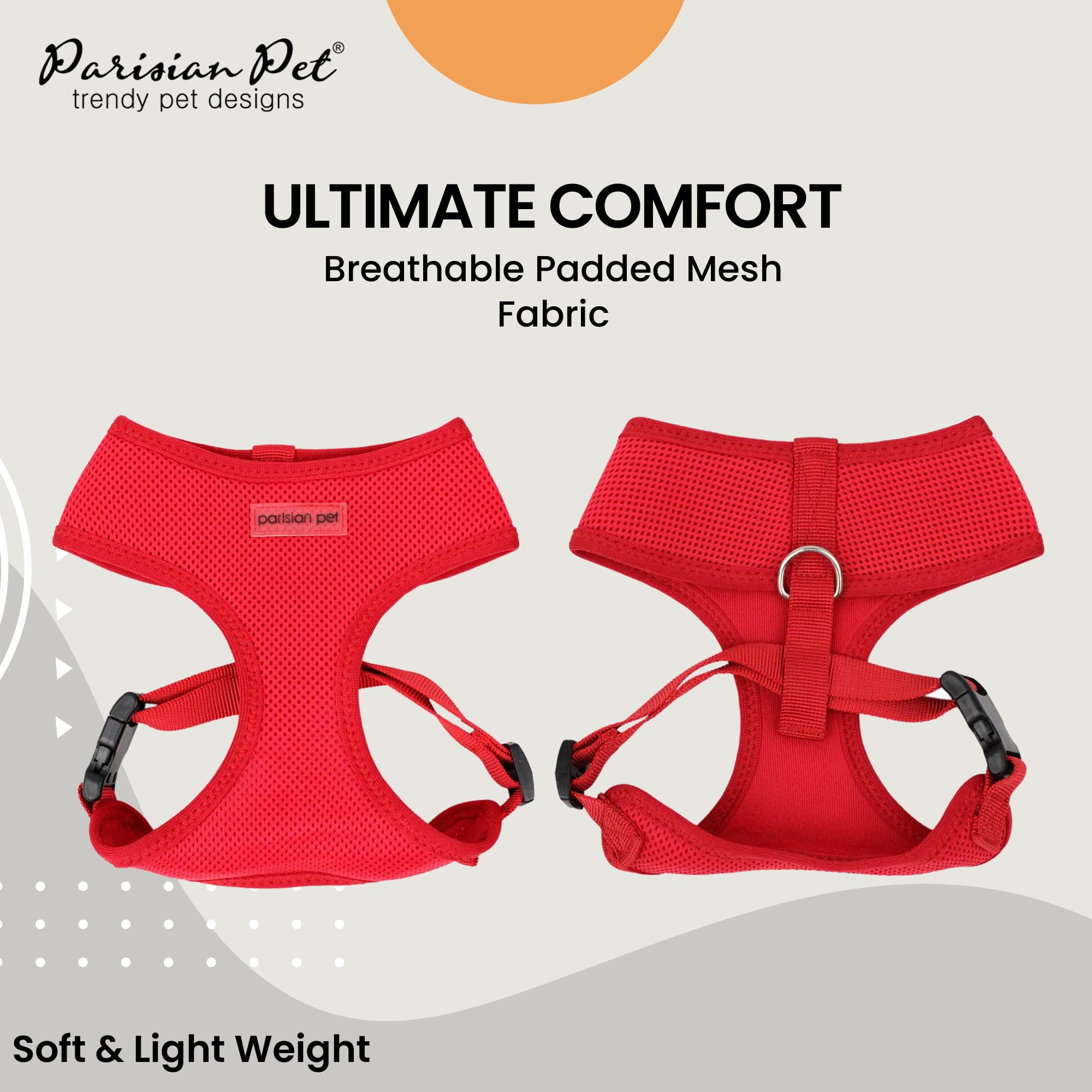 Parisian Pet Dog Harness - Adjustable Red Dog Vest Harness - 100% Mesh Fabric No Pull Puppy Harness - Cooling Dog Harness For Large Dogs - Idle For Walking, Running, And Hiking - Xl