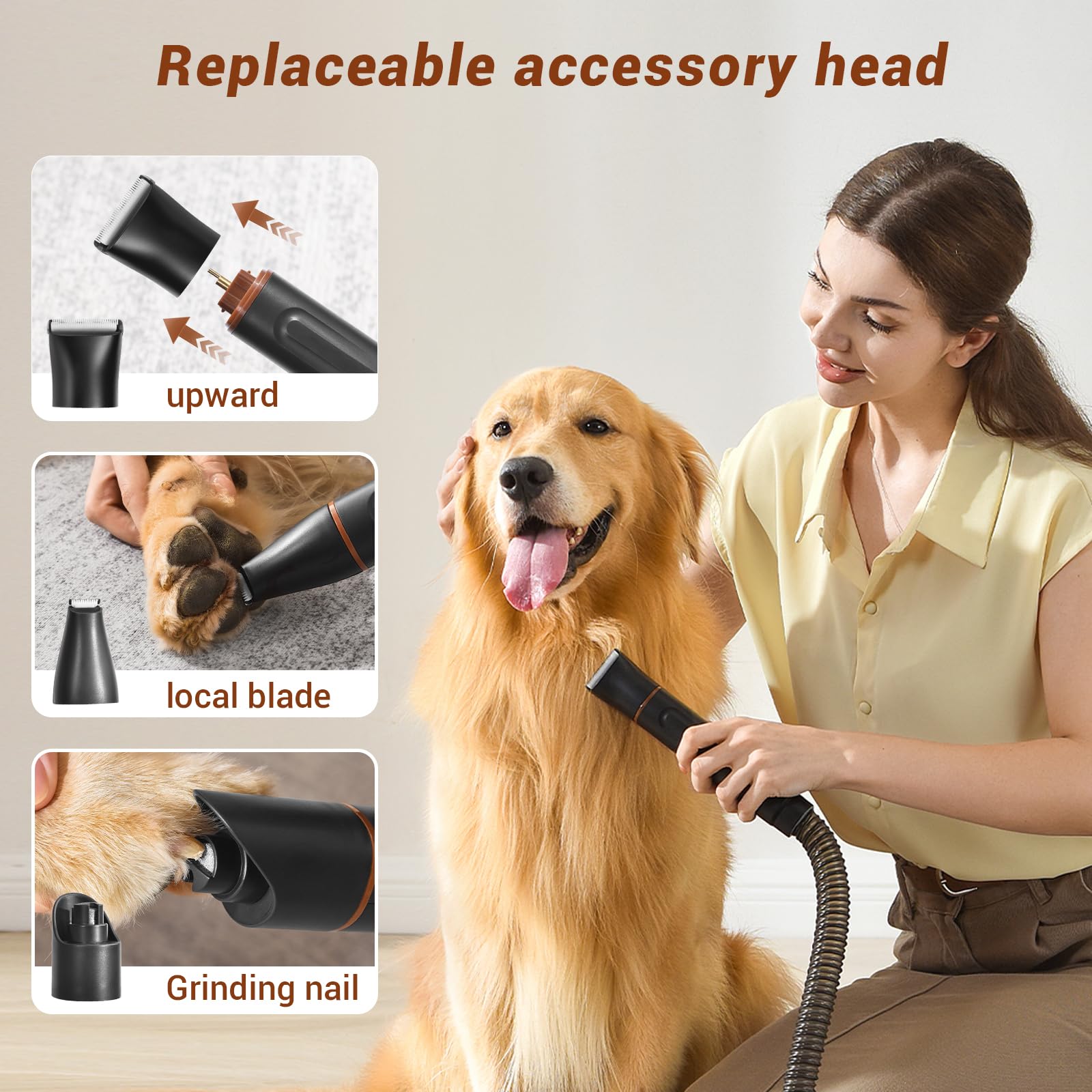 Bunfly Dog Hair Vacuum, Dog Grooming Kit, Pet Grooming Vacuum,13,000Kpa Powerful Suction, 99% Hair Removal, 3.5L Capacity, 16 Pe