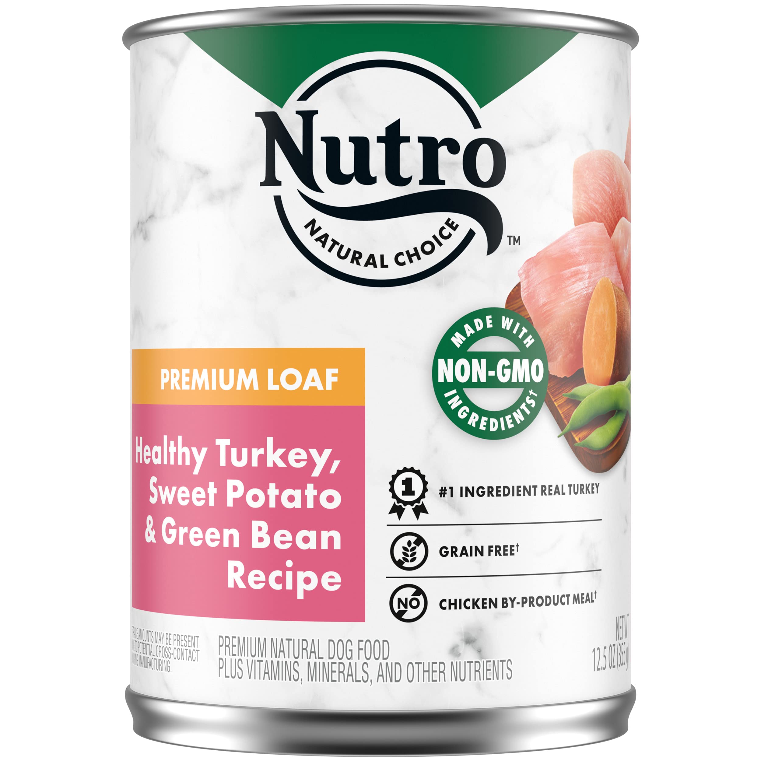 Nutro Premium Loaf Adult Wet Dog Food, Turkey & Sweet Potato, 12.5 oz Cans (Pack of 12), Natural, Healthy Recipe