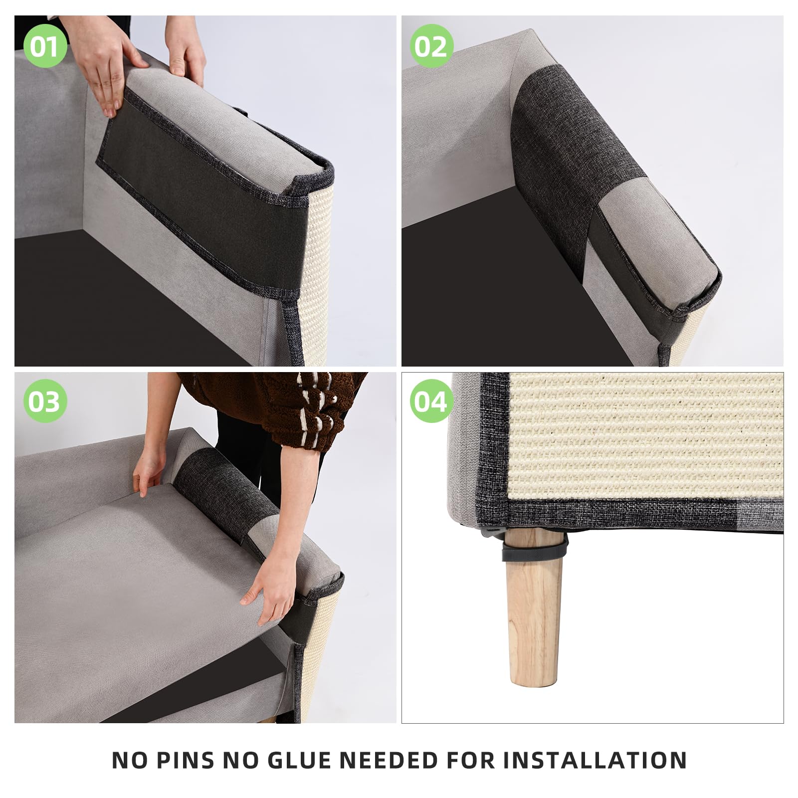 Cat Scratch Furniture Couch Protector With Natural Sisal For Protecting Couch Sofa Chair (Left Hand)