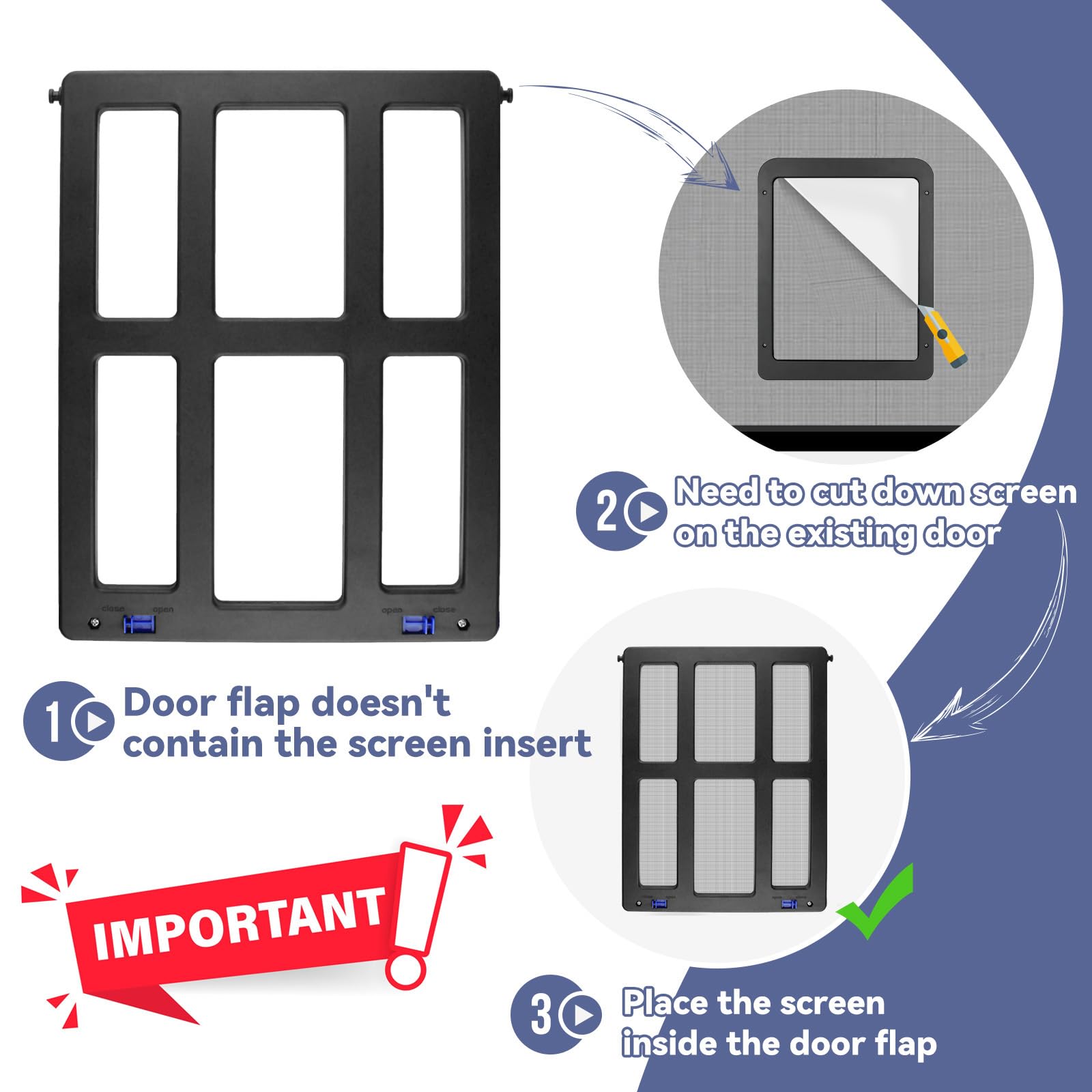 Namsan Screen Cat Door For Sliding Door 8.2 X 9.6 Inches Entrance Screen Pet Door For Small Dogs Cats Magnetic Automatic Closure Gate