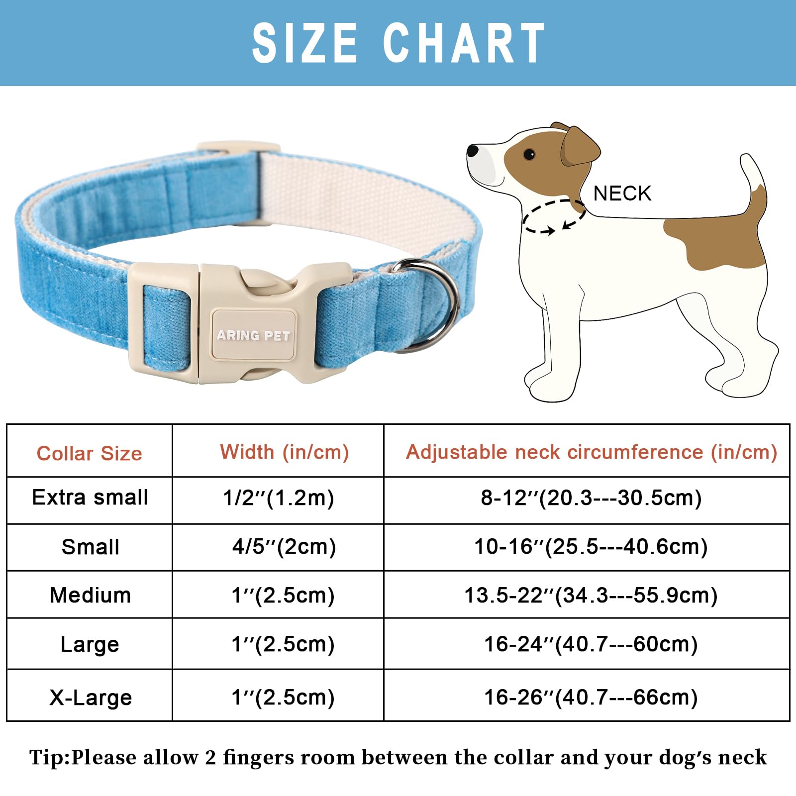 Aring Pet Dog Collar-Adjustable Cotton Small Dog Collars, Lightweight Comfortable Blue Pet Collars With Quick Release Buckle For Small Medium Large Dog