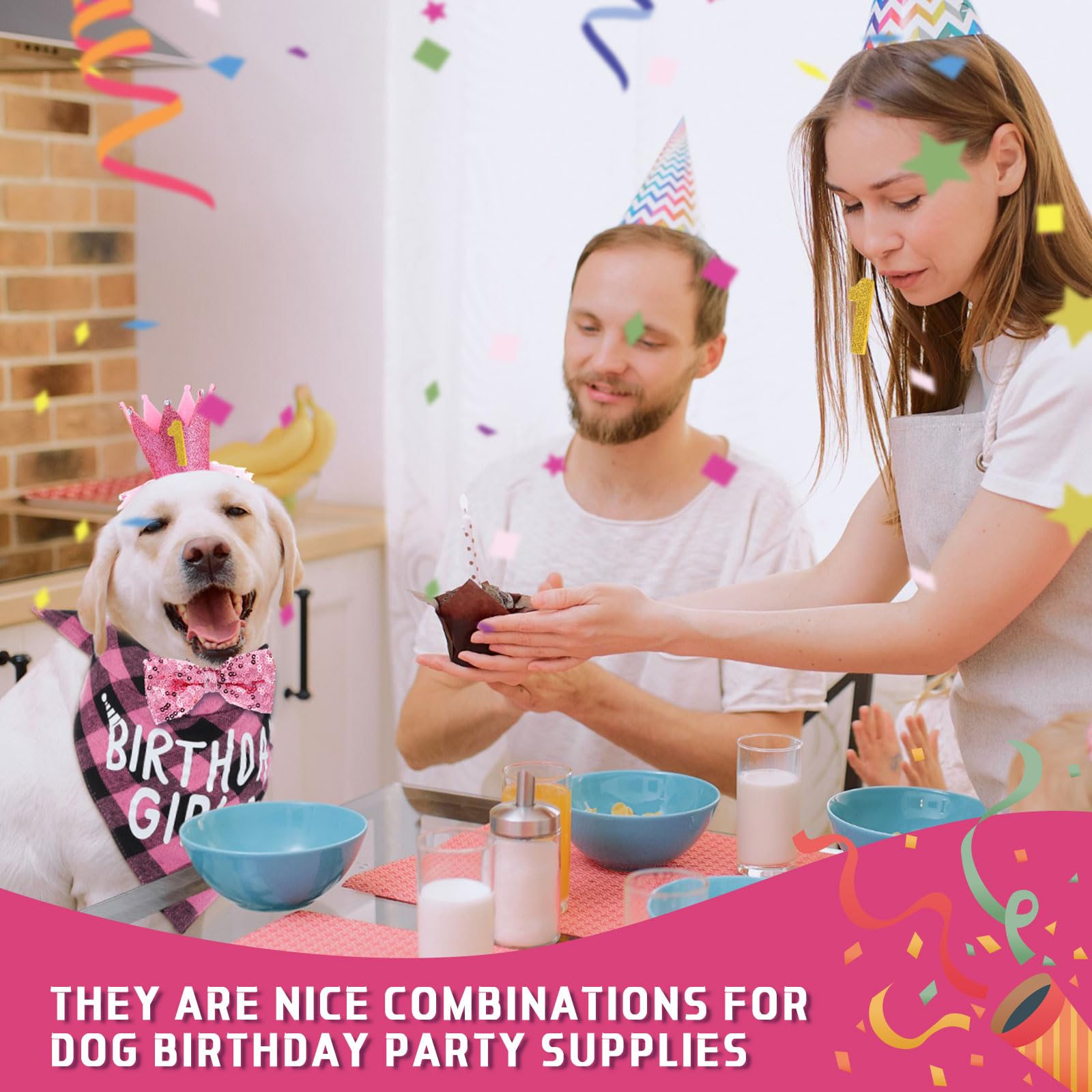 Weewooday Dog Birthday Party Supplies Birthday Boy Girl Cake Bandana Triangle Scarf Party Hat Dog Bow Tie Collar With Numbers Fo