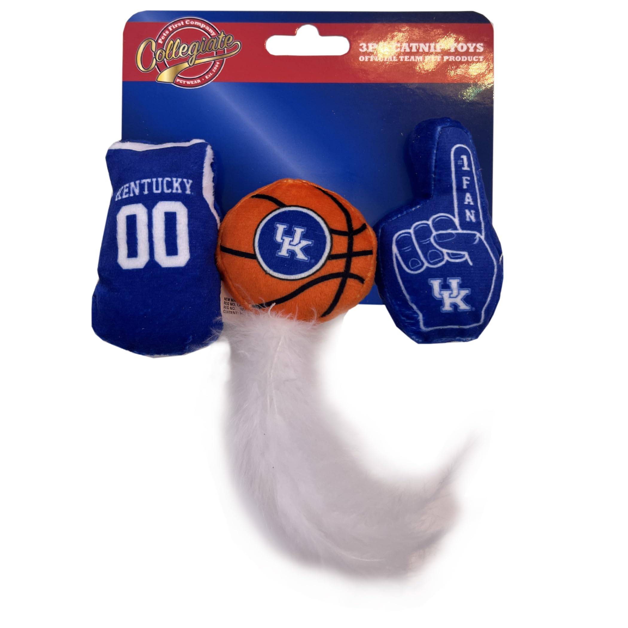 Pets First Best Plush Cat Toy - Ncaa Kentucky Wildcats Complete Set Of 3 Piece Cat Toys Filled With Fresh Catnip. Includes: 1 He