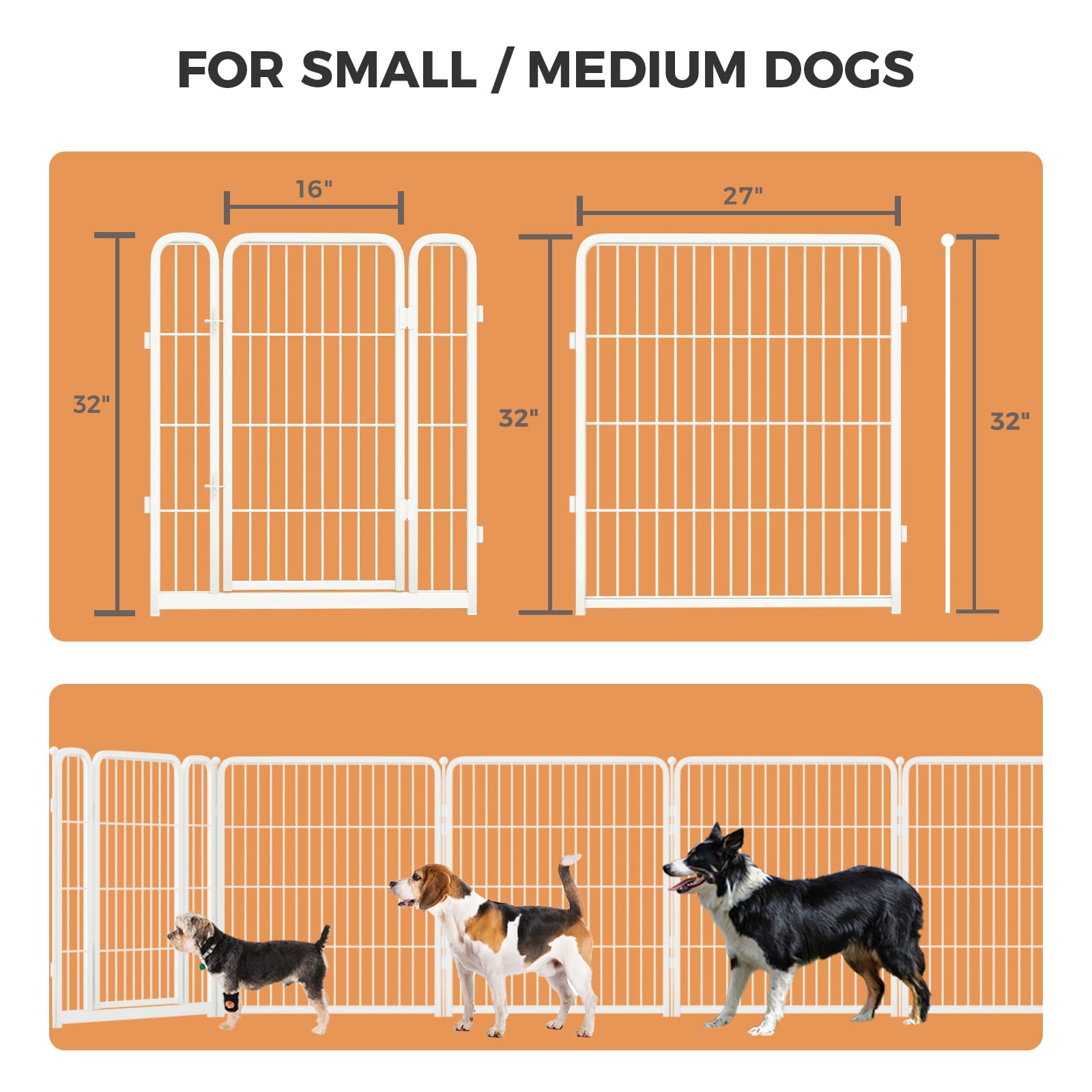 Fxw Homeplus Indoor Dog Playpen - Stress-Free And Safe Play, 32 Inch 16 Panels For Puppy And Small Dogs, White│Patented