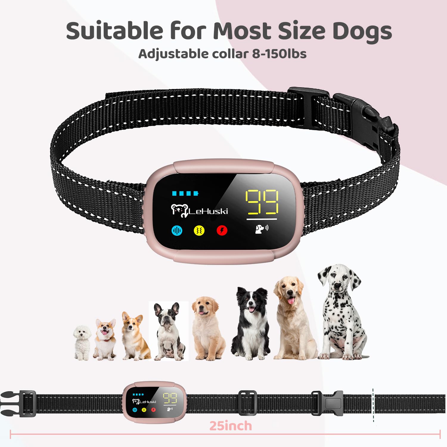 Dog Bark Collar Effective No Bark Training For Dogs Of Large Medium And Small Rechargeable Anti Bark Collar For Dogs Automatic B