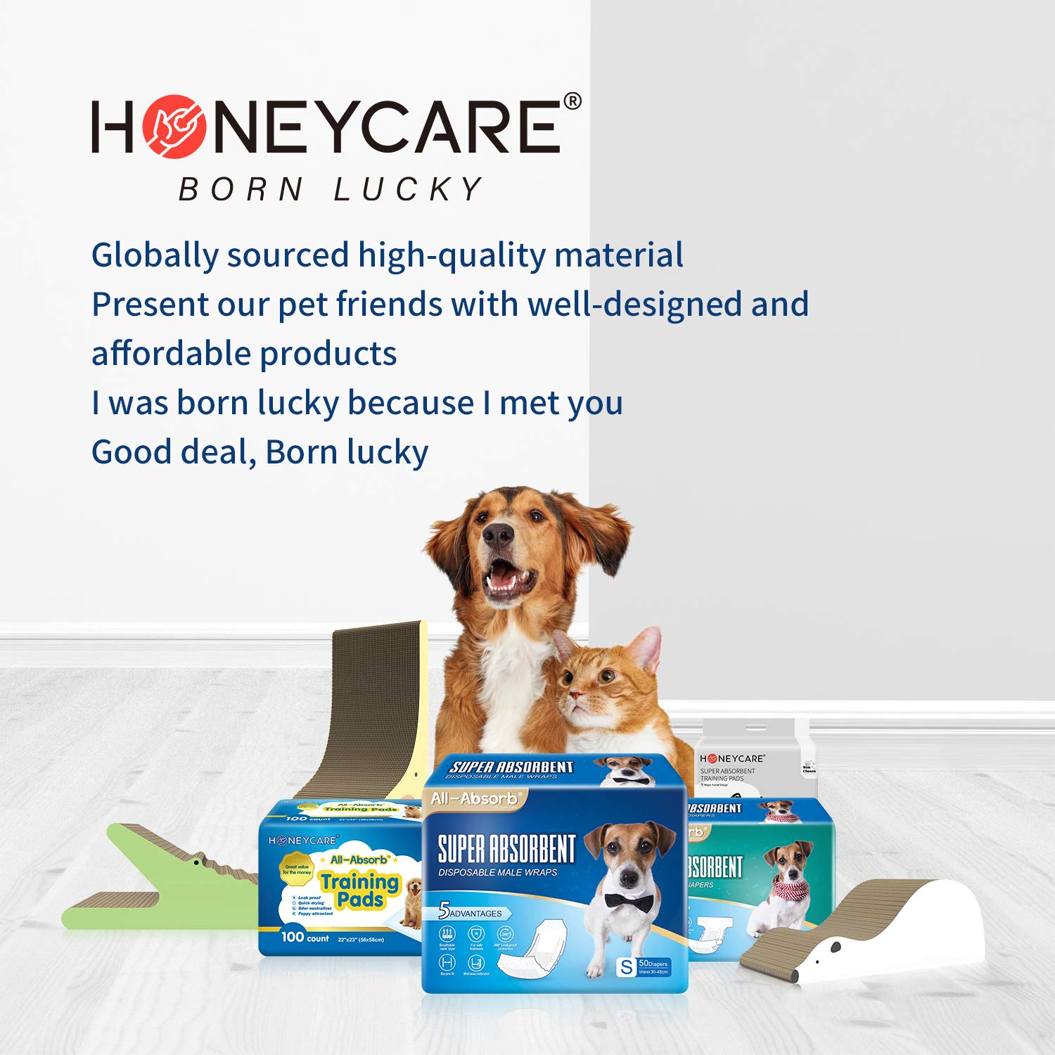 HONEY CARE All-Absorb Disposable Dog Diapers, Small Size, Super Absorbent, Breathable, 40 Count, White and Blue, Model A31