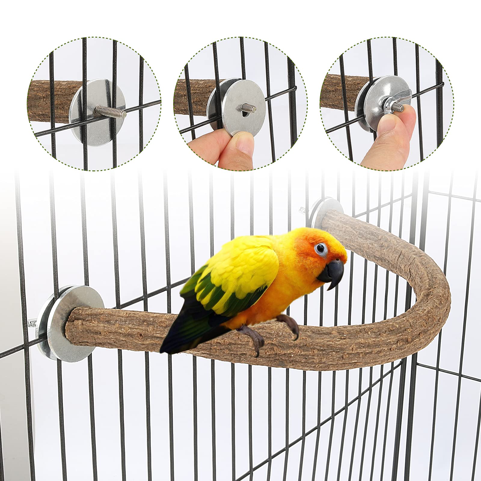 Rypet Parrot Bird Natural Wood Stand Perch Swing, U Shape