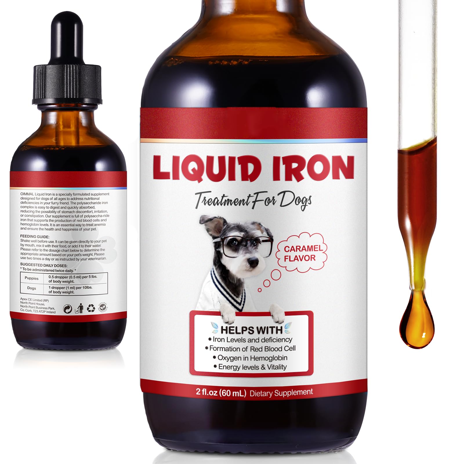 Iron Supplements for Dogs, Liquid Iron for Dogs with Folate and B12 Supports Anemia, Supplement for Anemia, Promotes Blood Healt
