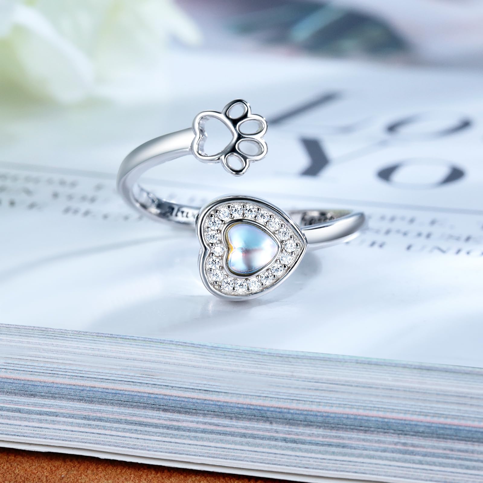 Sterling Silver Urn Ring For Dog Ashes: Paw Print Memorial Rings Cat Cremation Jewelry Keepsake Gifts For Women Pets Lover Custo