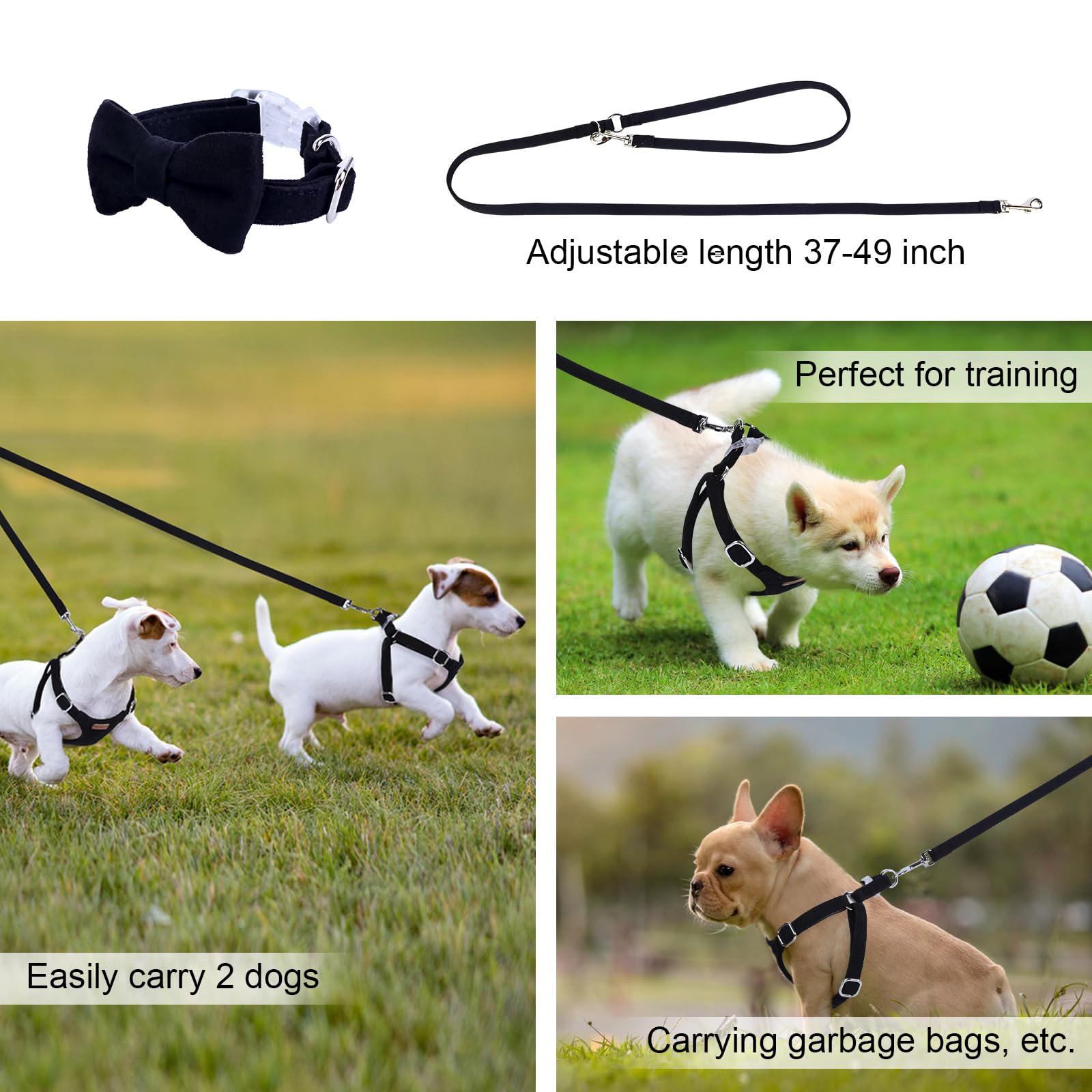 Dog Harness And Leash Set, Xxs No Pull Adjustable Puppy Harness With Multifunction Pink Dog Leash And Dog Collar, Soft No Choke
