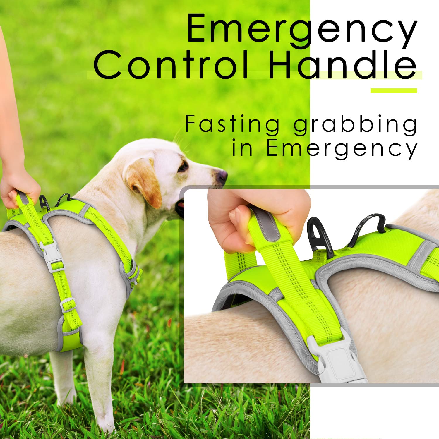 ThinkPet No Pull Harness Breathable Sport Harness with Handle-Dog Harnesses Reflective Adjustable for Medium Large Dogs,Back/Fro