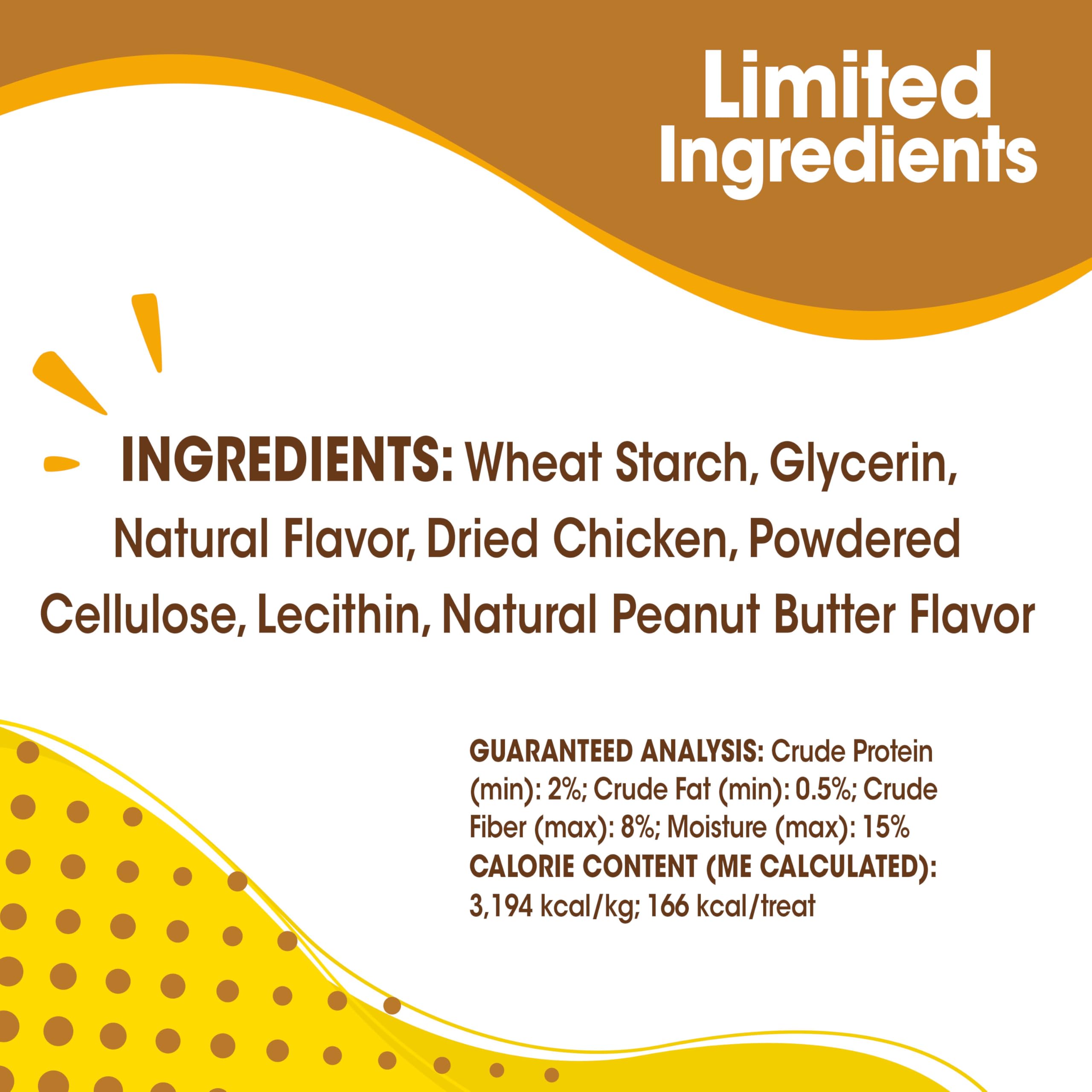 Nylabone Nubz Peanut Butter Dog Chew Treats - Breath Freshener, Dental Chews for Large Dogs, 2.1 lb, Made in USA (18 Count)