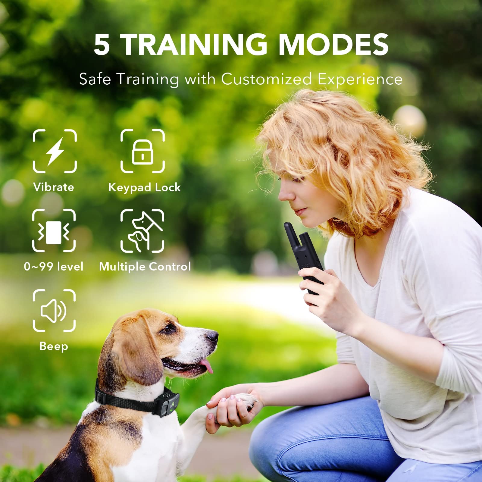 DOG CARE Dog Training Collar with Remote - 1800FT Rechargeable Shock Collar for All Dogs, Beep/Vibration Modes, Rainproof, Black