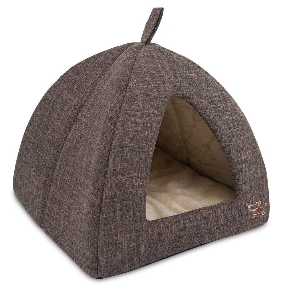Pet Tent-Soft Bed For Dog And Cat By Best Pet Supplies - Brown Linen, 19'' X 19'' X H:19''