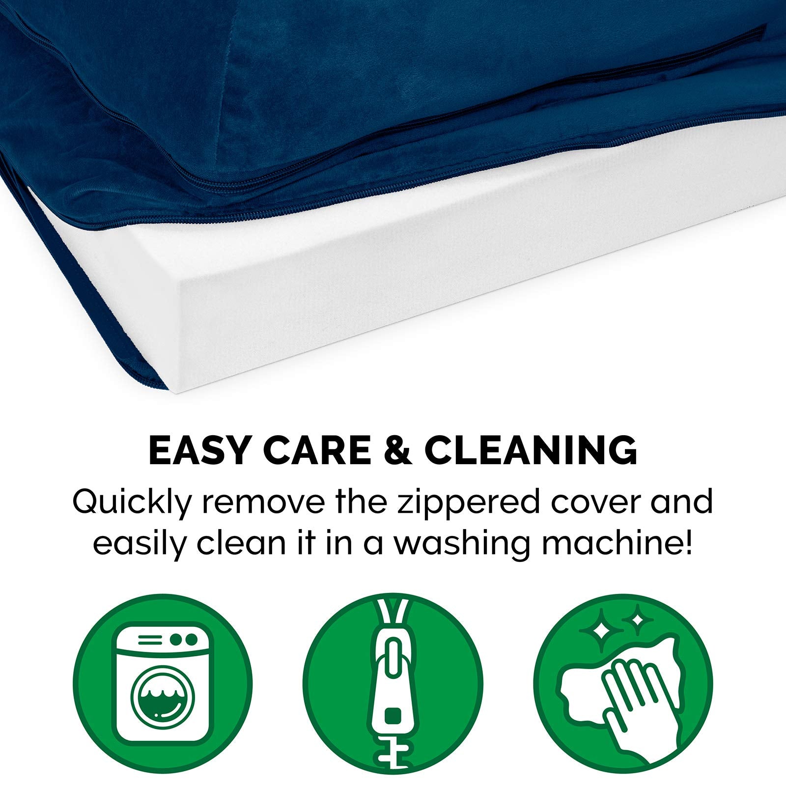 Furhaven Orthopedic Dog Bed For Large Dogs W/ Removable Bolsters & Washable Cover, For Dogs Up To 125 Lbs - Plush & Velvet L Shaped Chaise - Deep Sapphire, Jumbo Plus/Xxl