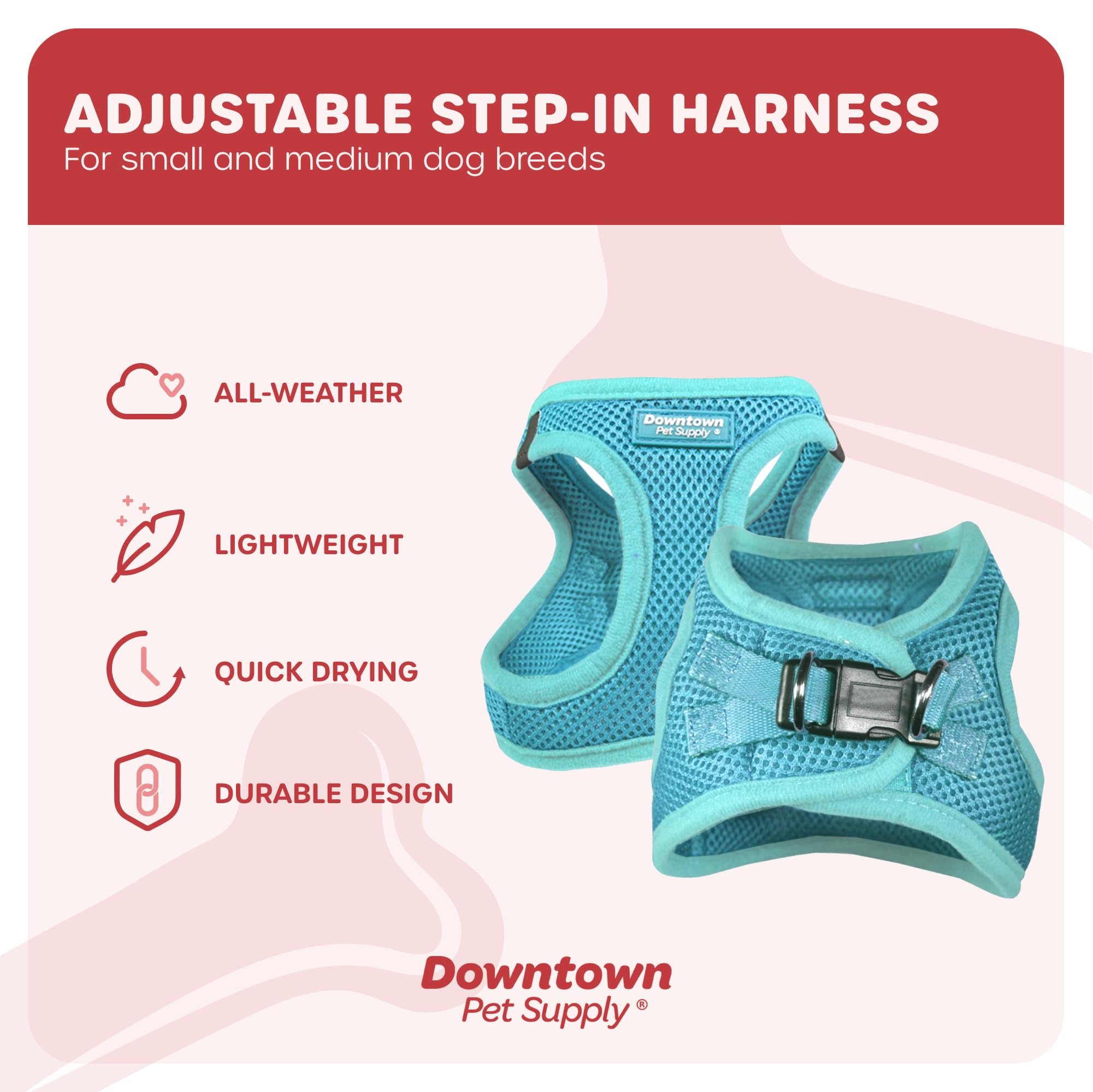 Downtown Pet Supply Step In Dog Harness No Pull, X-Large, Light Blue - Adjustable Harness With Padded Mesh Fabric And Reflective