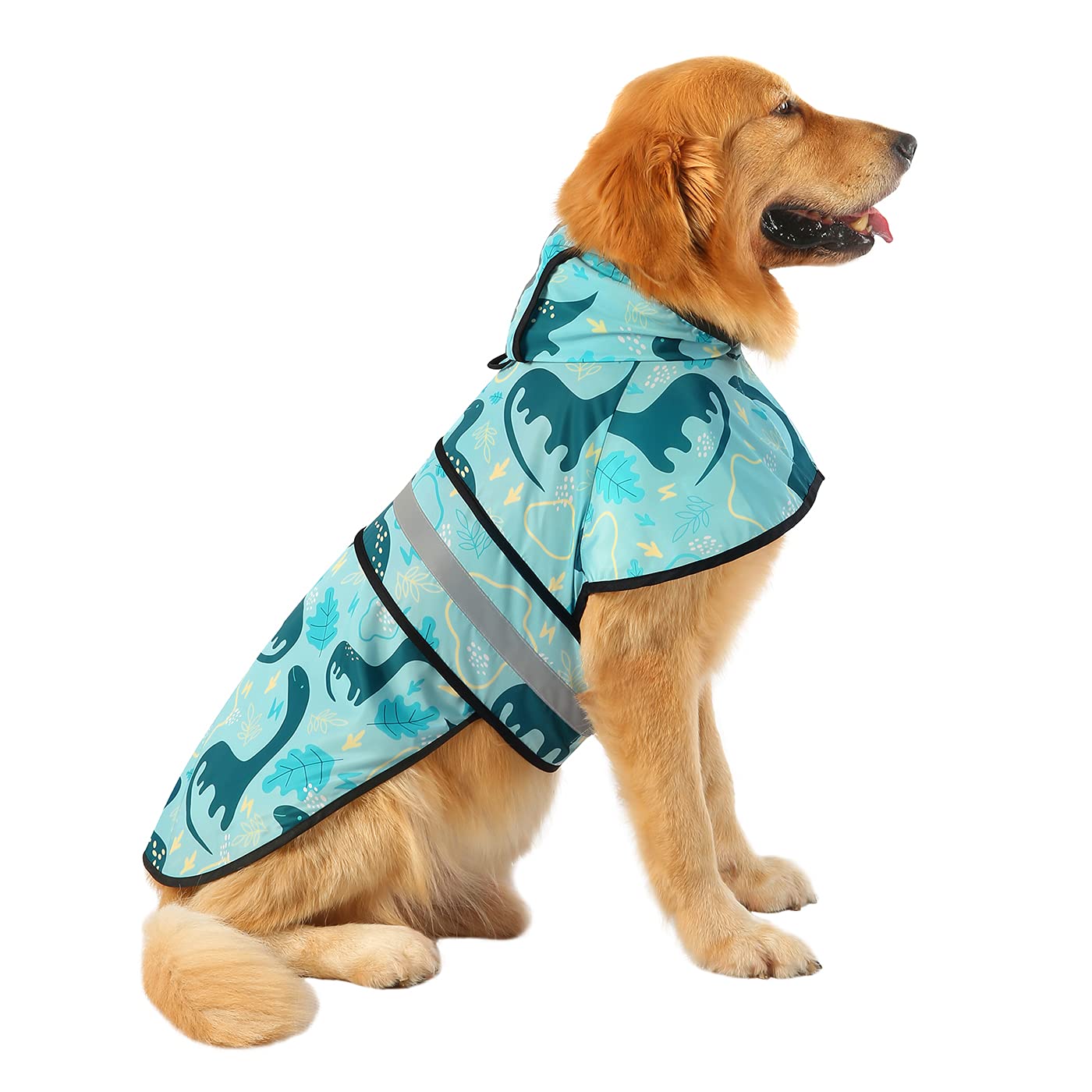 Hde Dog Raincoat Hooded Slicker Poncho For Small To X-Large Dogs And Puppies Dinosaurs - L