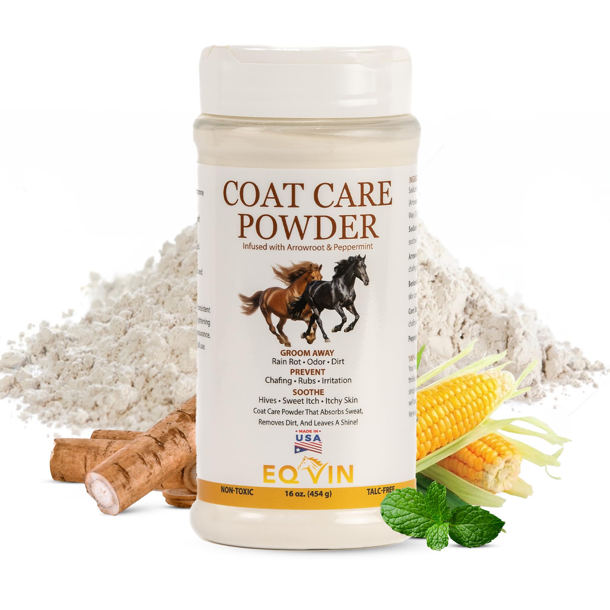 Eqvin Coat Care Powder For Horses | Made In Usa | Equine Skin Conditioner For Sweet Itch, Rain Rot & Skin Issues | Effective Dry