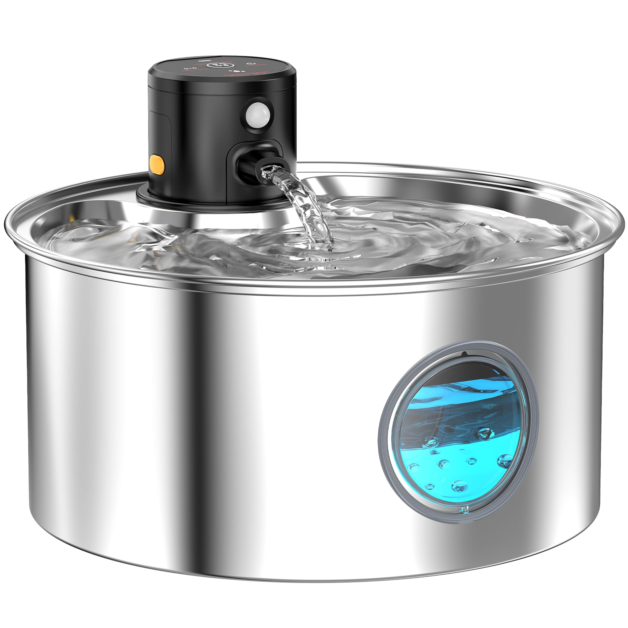 Cat Water Fountain Wireless Cordless: Cat Fountain Battery Operated - Stainless Steel Pet Water Fountain Rechargeable - 108Oz/3.