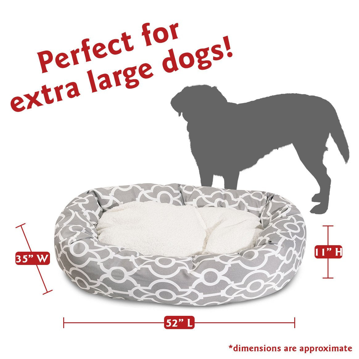 Majestic Pet 52' Athens Gray Sherpa Bagel Bed