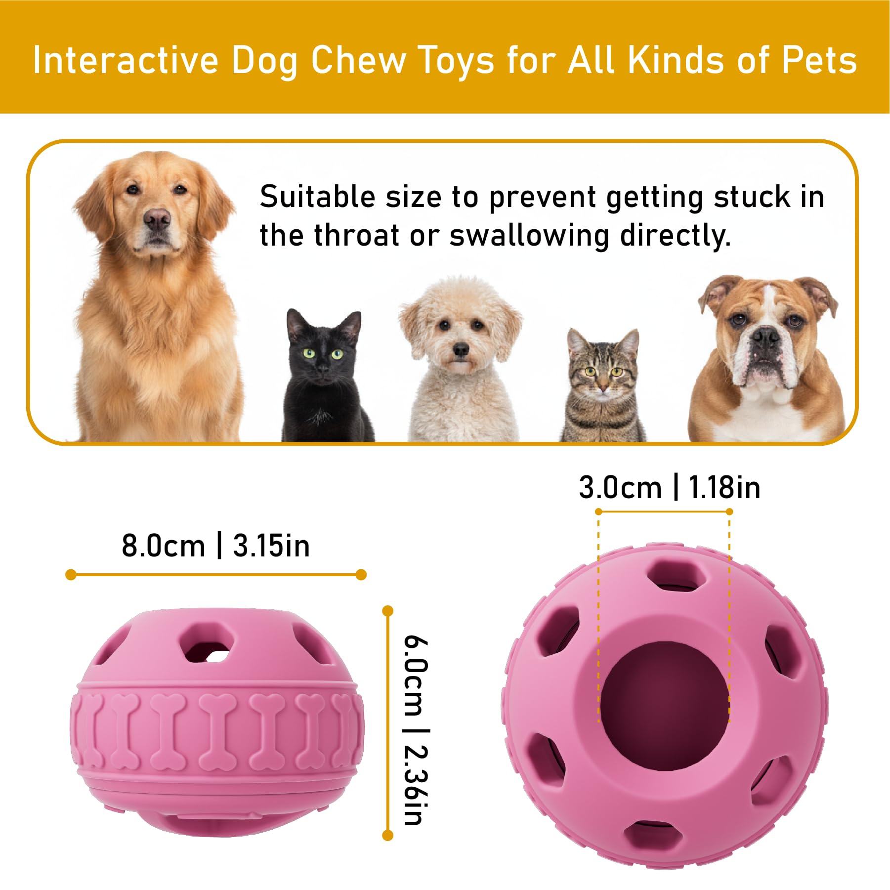 YOUAWE Frozen Treat Dispensing Dog Toys, Enrichment Licking & Puzzle Feeder, Sturdy Rubber Interactive Dog Toys, Dog Chew Toy fo
