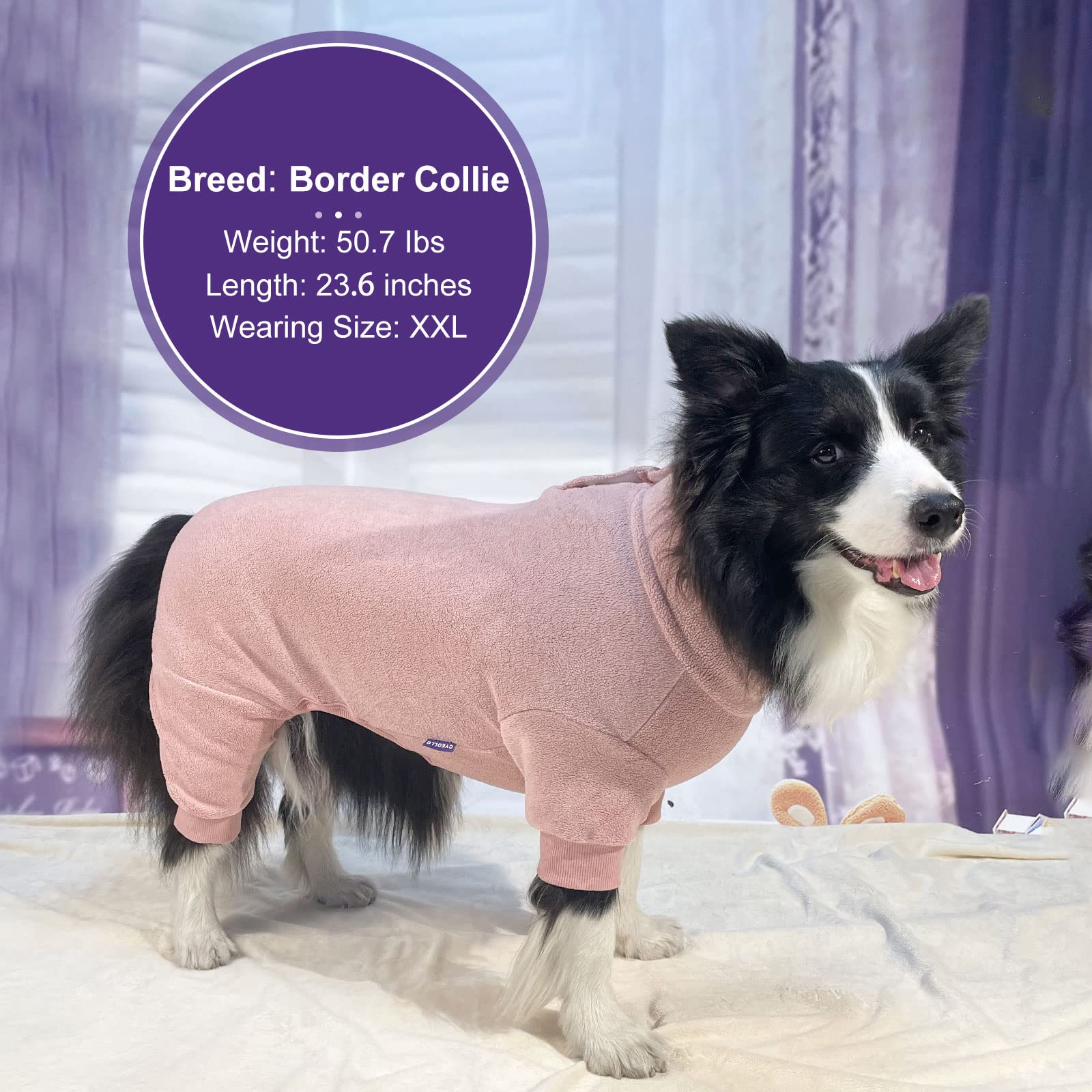 Cyeollo Dog Pajamas Turtleneck Thermal Dog Pjs Fleece Stretchy Jumpsuit Warm Dog Clothes Doggie Small To Medium Dog Pajamas Outfits For Cold Winter Color Pink