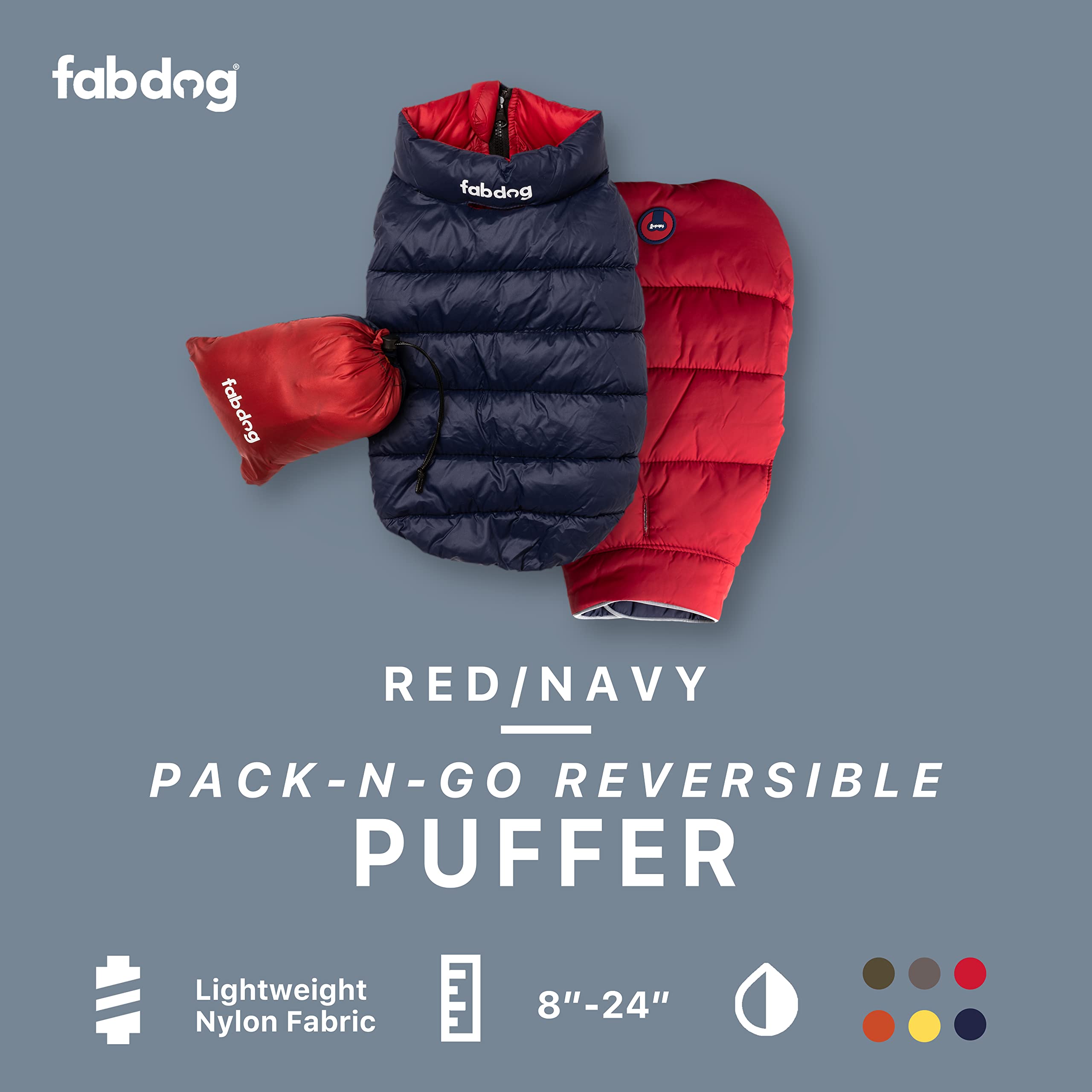 Fabdog Pack N' Go Reversible Puffer Red/Navy 8
