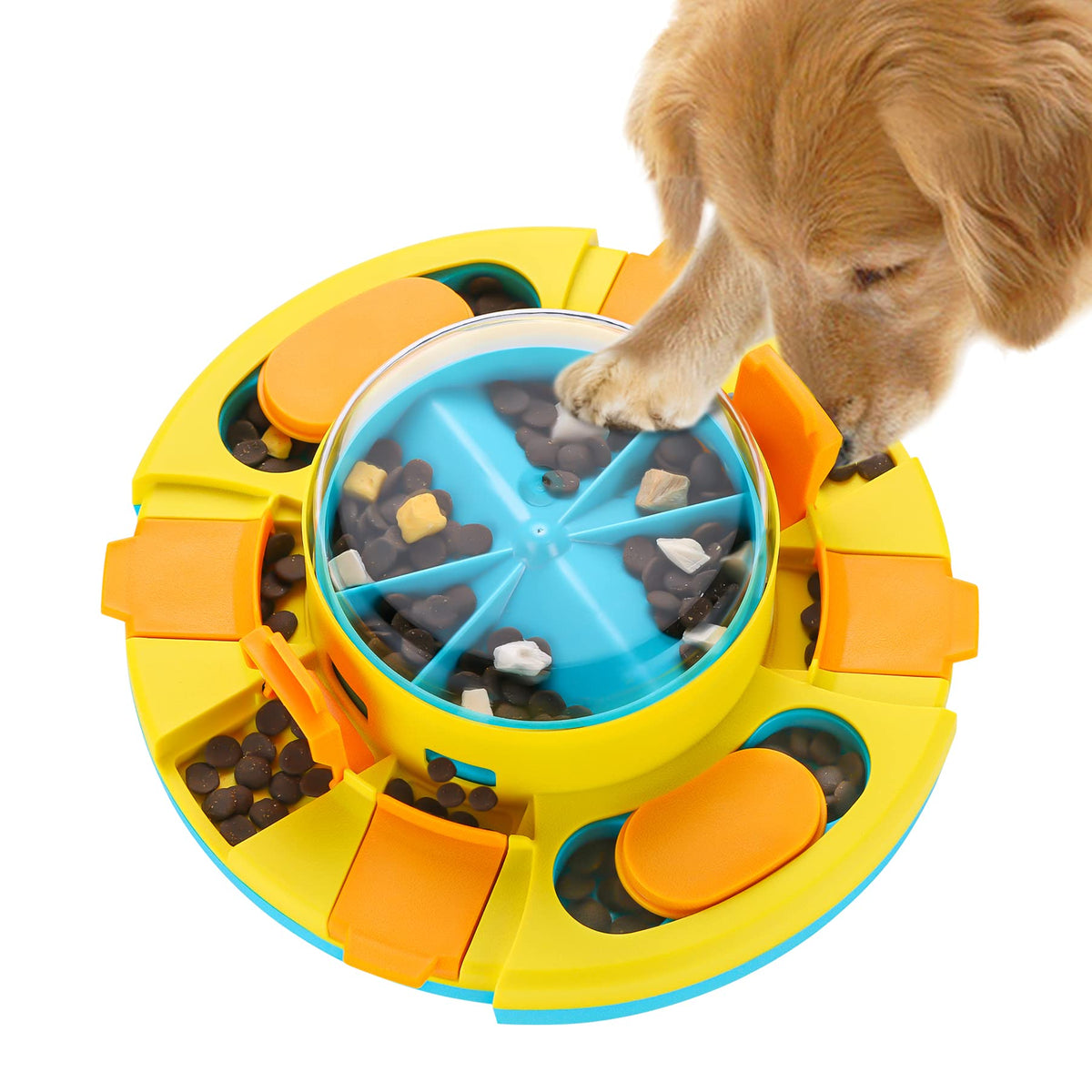 Aluckmao Dog Puzzle Toys Slow Feeder, Interactive Dog Toys Treat Dispenser, Dog Enrichment Toys Food Dispensing (Push)