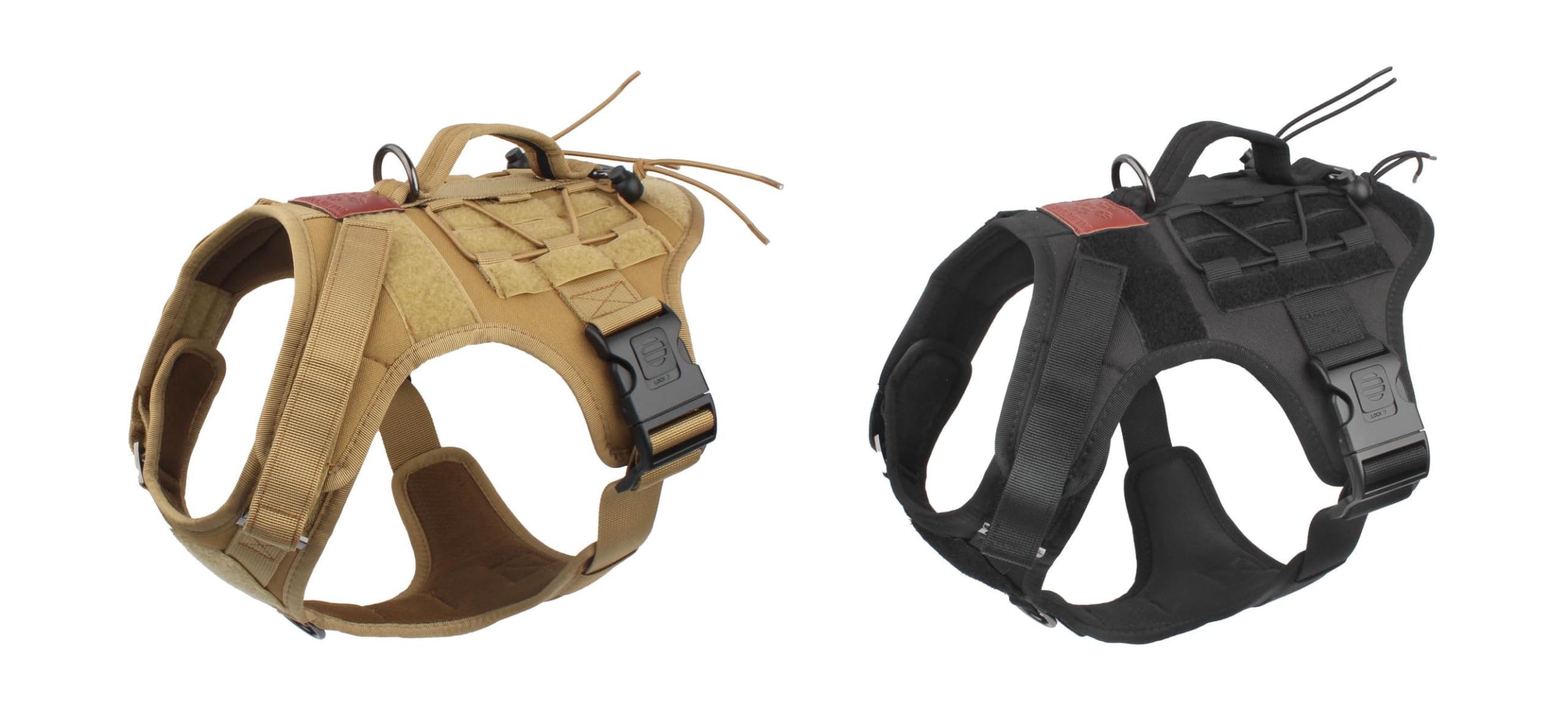 Albcorp Tactical Dog Harness - Heavy Duty, No-Pull Training Vest For Large Breeds, Military Service Dog Vest With Front Leash Clip, Hook & Loop Panels, Padded Handle – Coyote Brown, Medium