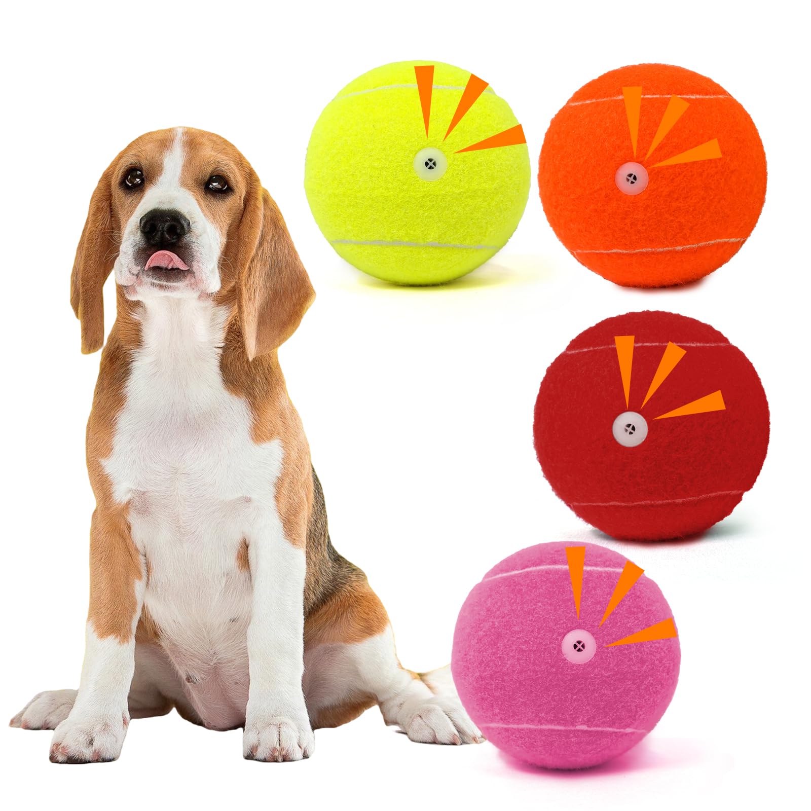 Mrycz Fyrhd Tennis Ball Dog Toys 4 Pack - 4-Inch Durable And Safe Dog Ball, Sound Output From The Large Tennis Balls For Dogs Wi