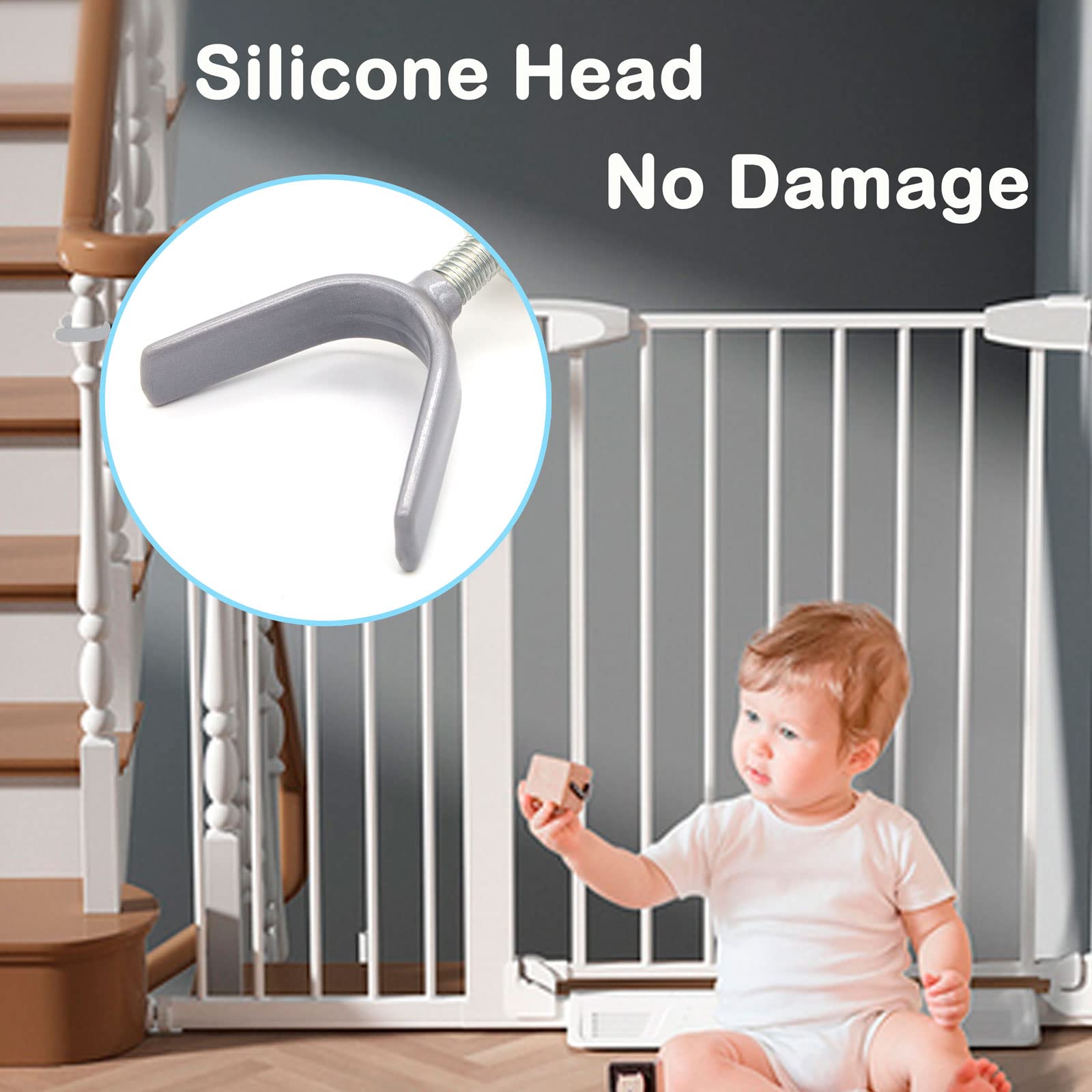 2 Pack Baby Gate Y Spindle Rod M10 (10mm) Stair Banister Baby Gate Adaptors, Replacement Bolt Part for Baby & Pet Pressure Mount