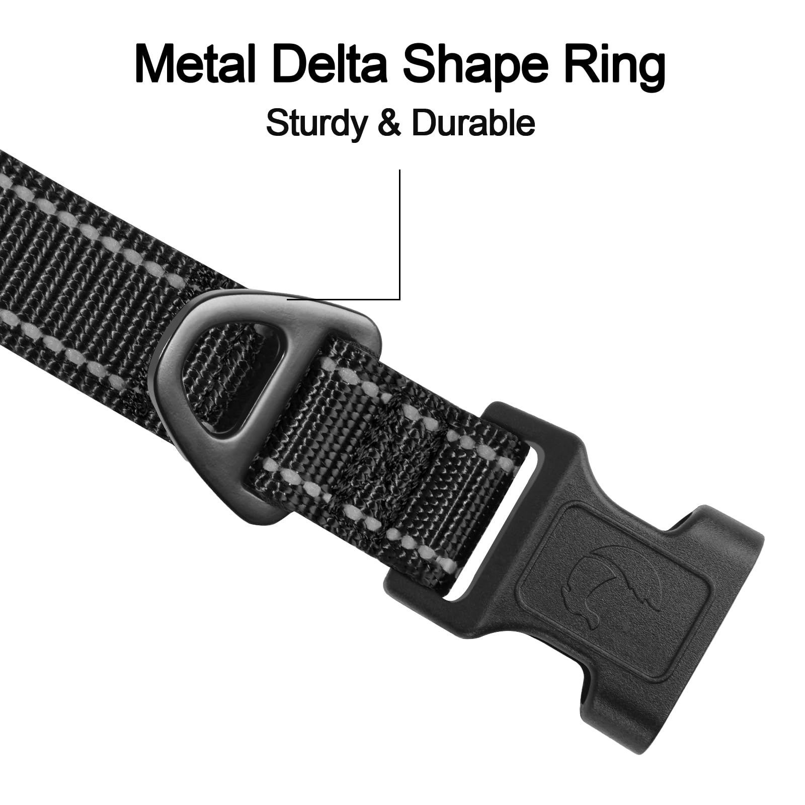 Joytale Reflective Dog Collar,Soft Neoprene Padded Breathable Nylon Pet Collar Adjustable For Extra Large Dogs,Black,Xl