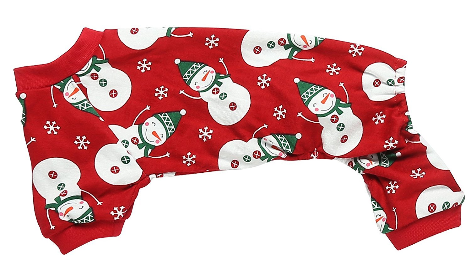 Snowman Xmas Cotton Pet Dog Christmas Pajamas Jumpshit For Large Dogs, Back 23' Xlarge Red