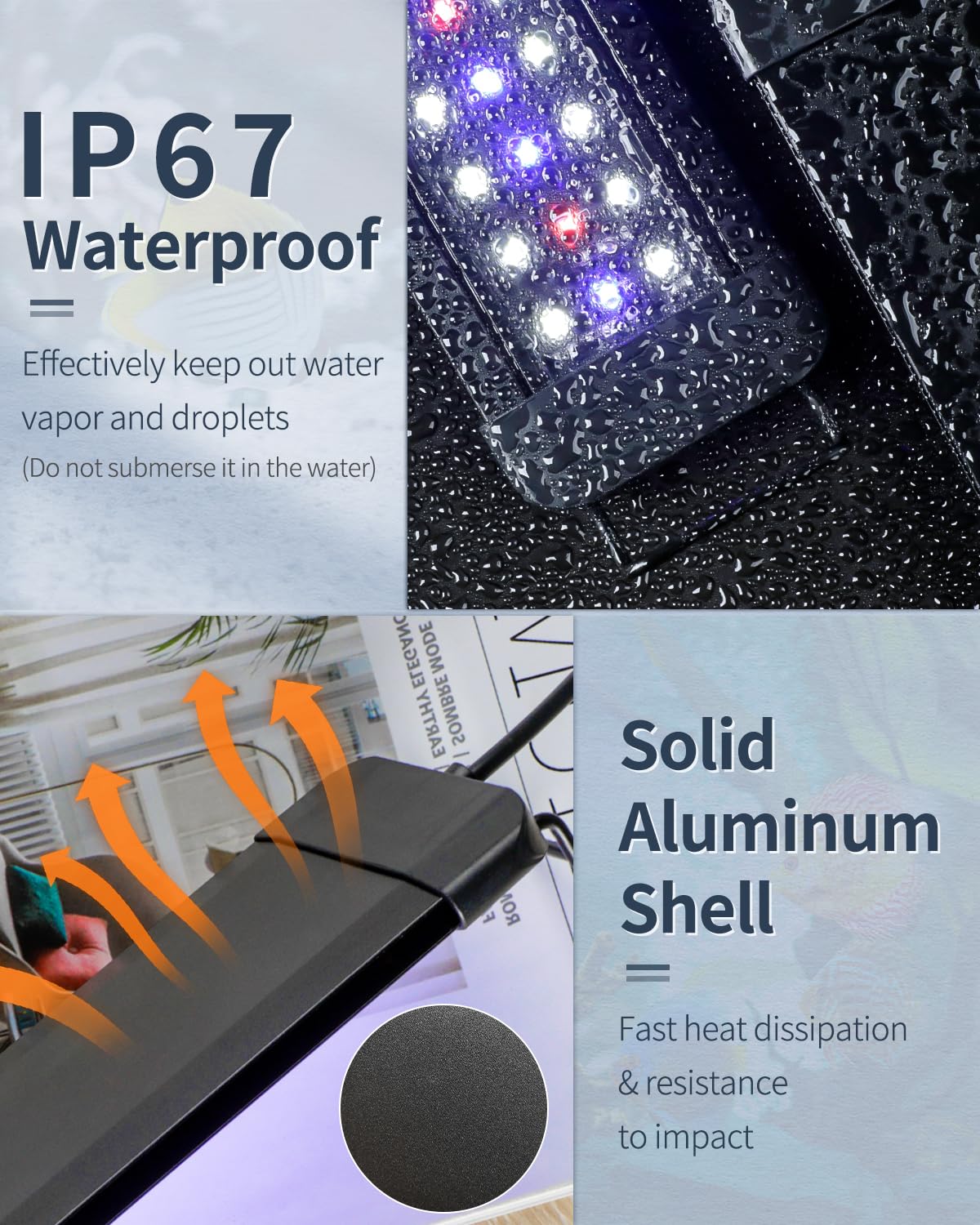 Pawfly 6 W Terrarium Light For 6'' To 10'' Terrariums Extendable Reptile Tank Light With Full Spectrum Brilliant White Blue Red