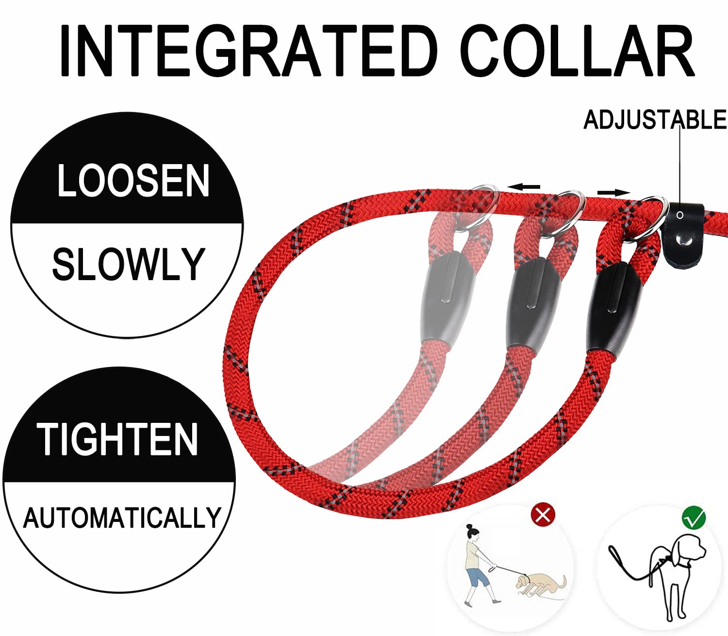 Slip Lead Dog Leash, 6 Ft Heavy Duty Dog Leashes, Durable Training Rope Slip Leash With Comfortable Padded Handle And Highly Ref