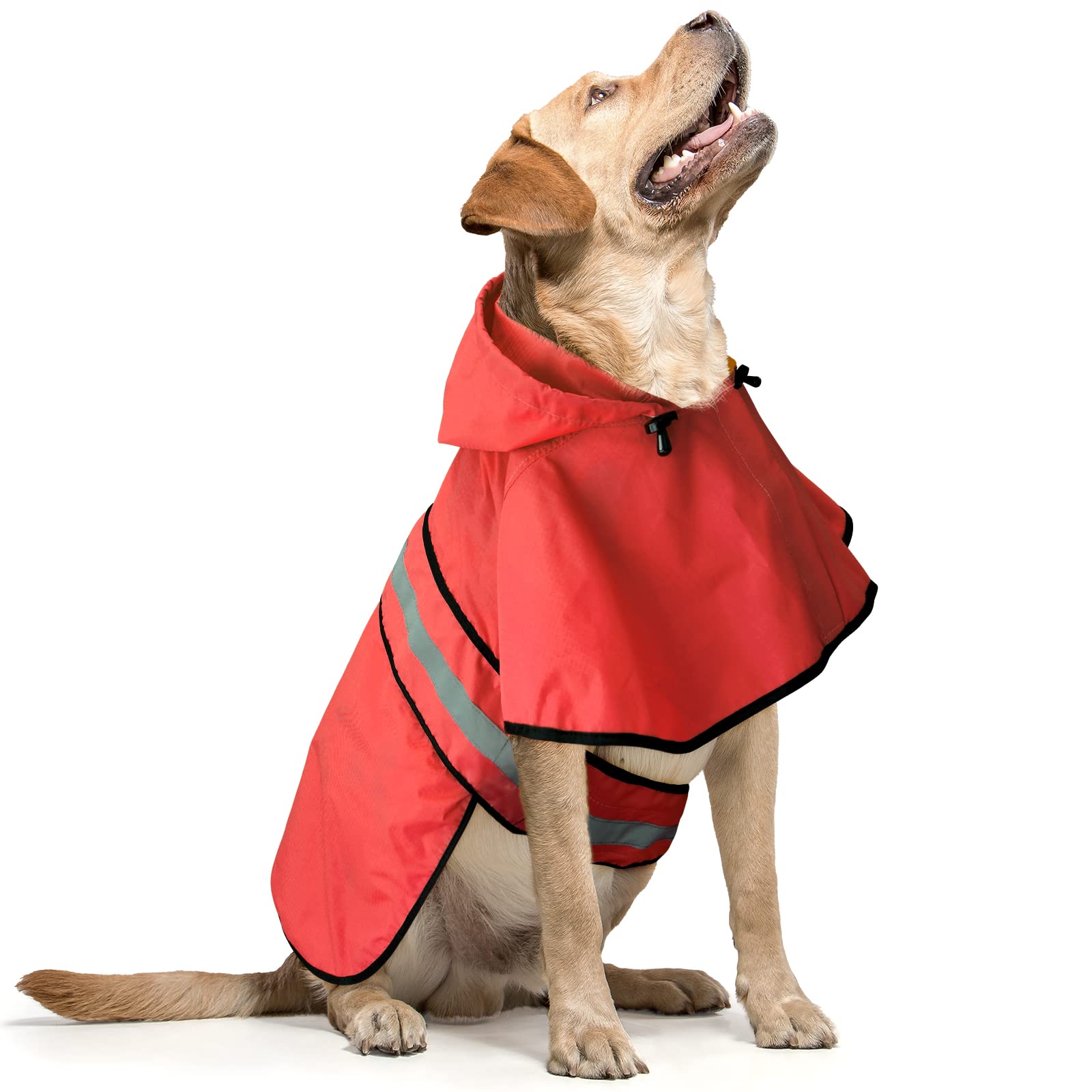 Reflective Dog Raincoats Hooded - Waterproof Lightweight Dog Raincoat Slicker Poncho, Adjustable Safety Dog Rain Coat Jacket For