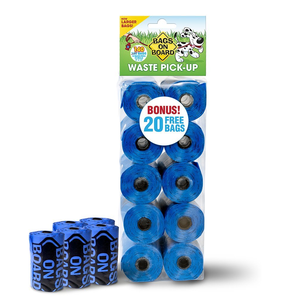 Bags On Board Dog Poop Bags | Strong, Leak Proof Dog Waste Bags | 9 X14 Inch Blue Bags
