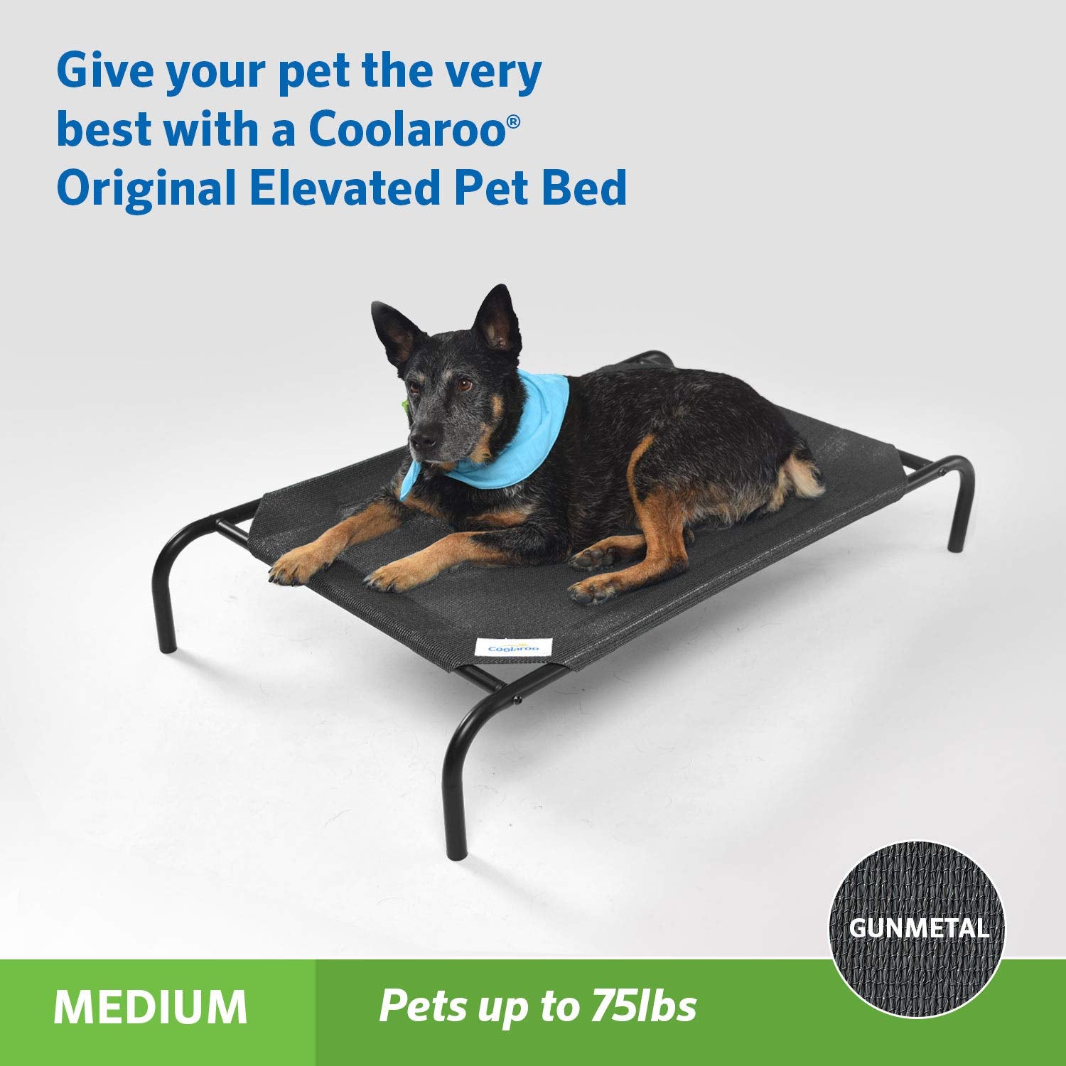 Coolaroo The Original Cooling Elevated Dog Bed, Indoor And Outdoor, Medium, Gunmetal