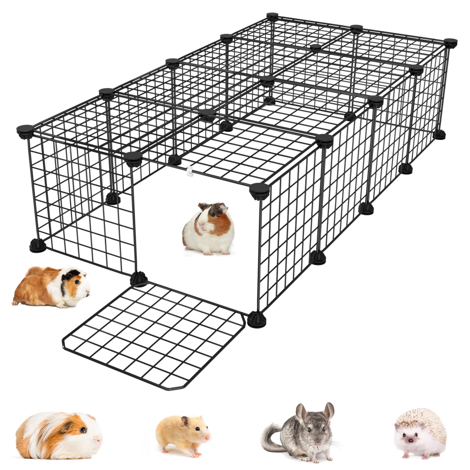Guinea Pig Cages With Door And Top, 50X25X12Inch Small Animal Cage, 20Pcs Metal Grid Panels Small Animal Playpen, Expandable Cag